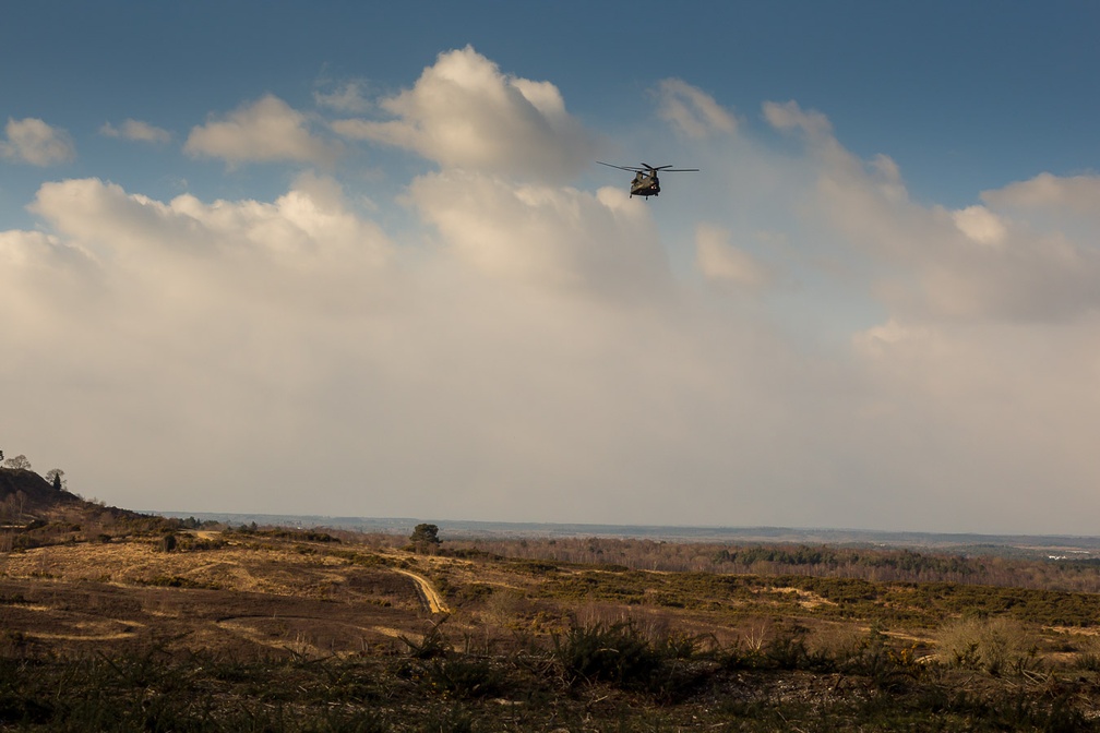 Chinook Helicopter Flying over Caesar's Camp